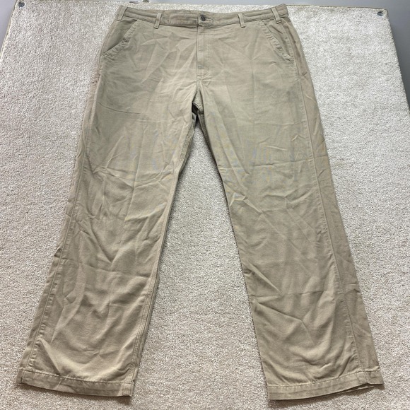 Carhartt Pants Mens 42x32 Khaki Relaxed Fit Canvas Work Carpenter Dungaree B299 - Picture 1 of 11